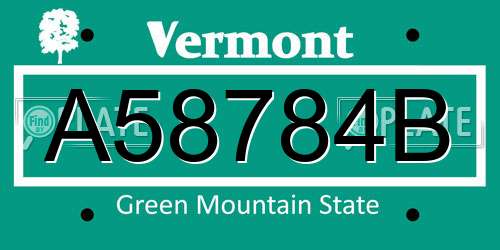 A58784B Vermont License Plate