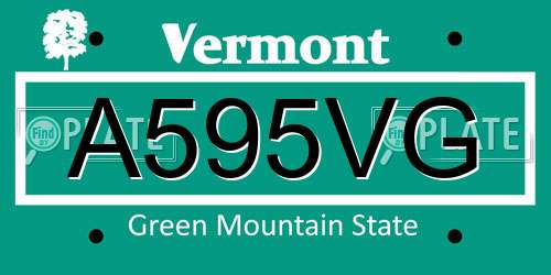 A595VG Vermont License Plate
