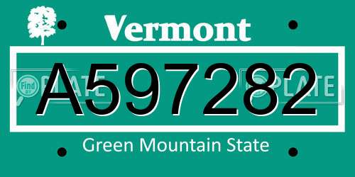 A597282 Vermont License Plate