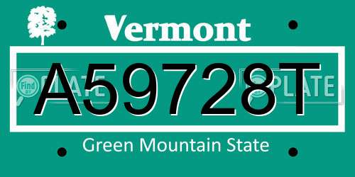 A59728T Vermont License Plate