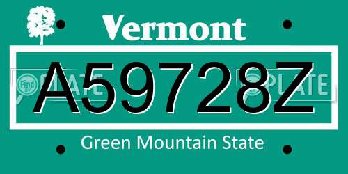 A59728Z Vermont License Plate