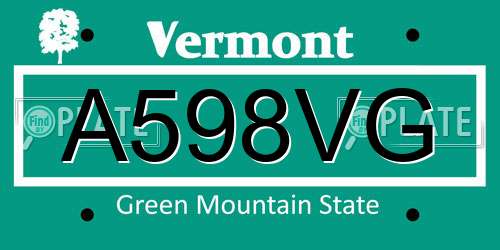A598VG Vermont License Plate