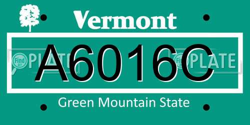 A6016C Vermont License Plate