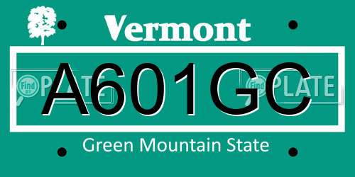 A601GC Vermont License Plate