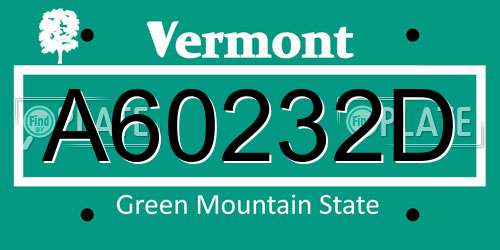 A60232D Vermont License Plate