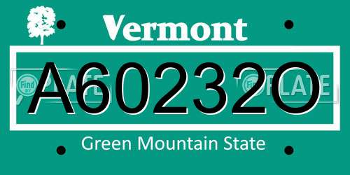 A60232O Vermont License Plate