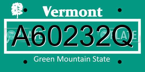 A60232Q Vermont License Plate