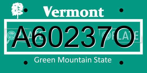 A60237O Vermont License Plate