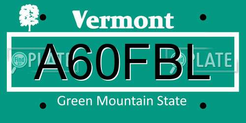 A60FBL Vermont License Plate