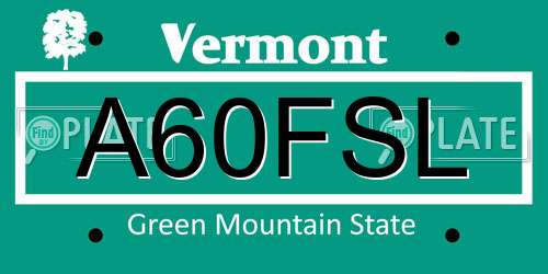 A60FSL Vermont License Plate