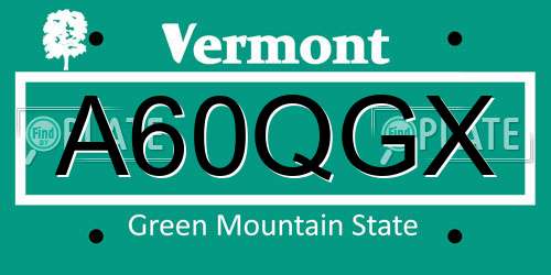 A60QGX Vermont License Plate