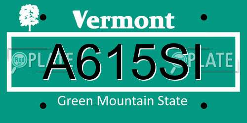A615SI Vermont License Plate