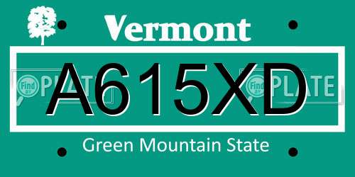 A615XD Vermont License Plate