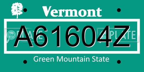 A61604Z Vermont License Plate