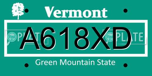 A618XD Vermont License Plate