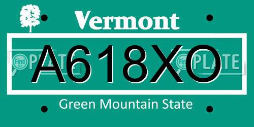 A618XO Vermont License Plate