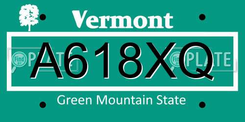 A618XQ Vermont License Plate