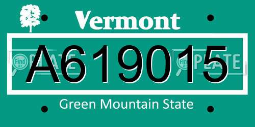 A619015 Vermont License Plate