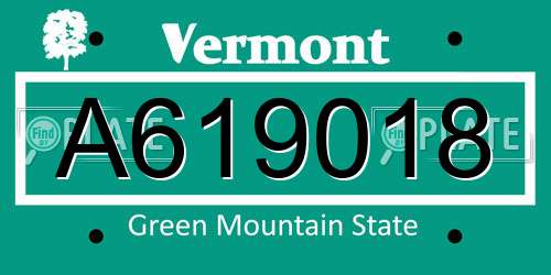A619018 Vermont License Plate