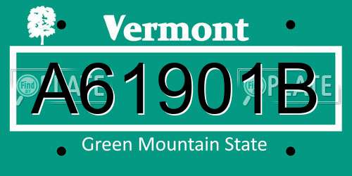 A61901B Vermont License Plate