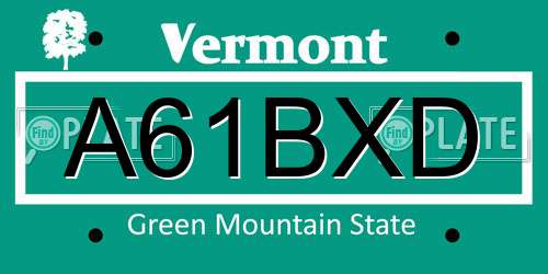 A61BXD Vermont License Plate
