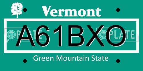 A61BXO Vermont License Plate