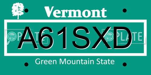 A61SXD Vermont License Plate