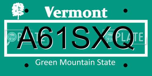 A61SXQ Vermont License Plate