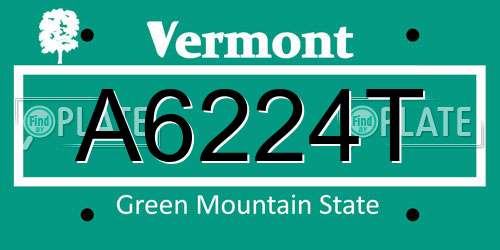 A6224T Vermont License Plate
