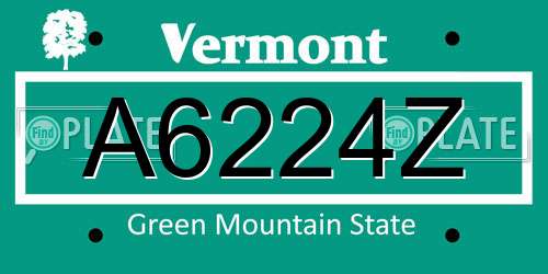 A6224Z Vermont License Plate