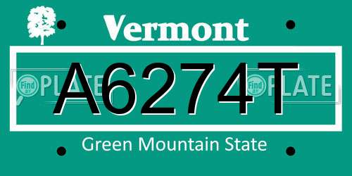 A6274T Vermont License Plate