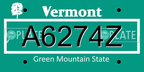 A6274Z Vermont License Plate