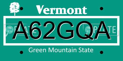 A62GQA Vermont License Plate