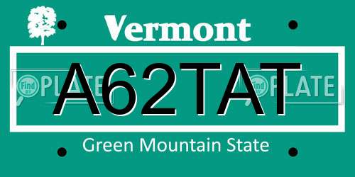 A62TAT Vermont License Plate