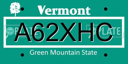 A62XHC Vermont License Plate