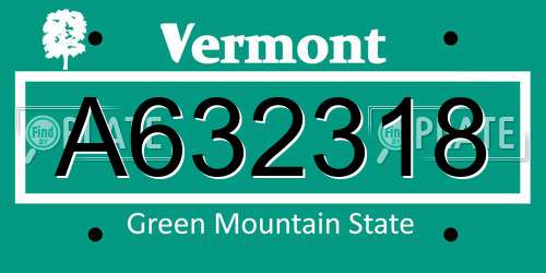 A632318 Vermont License Plate