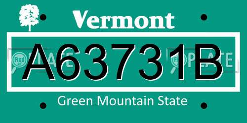 A63731B Vermont License Plate