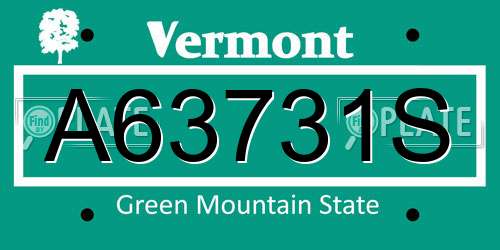A63731S Vermont License Plate