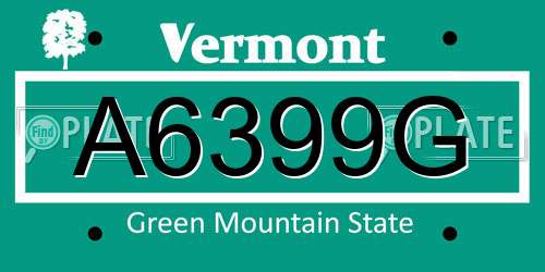 A6399G Vermont License Plate