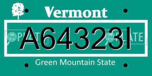 A64323I Vermont License Plate