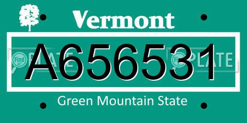 A656531 Vermont License Plate
