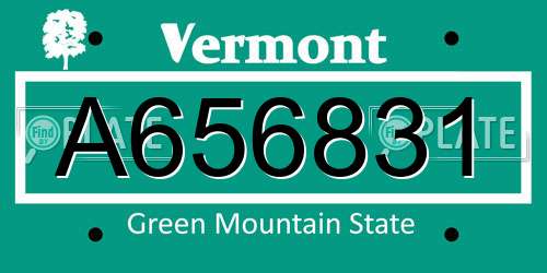 A656831 Vermont License Plate