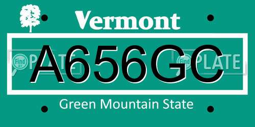 A656GC Vermont License Plate