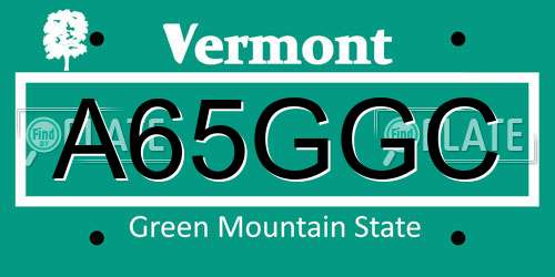 A65GGC Vermont License Plate