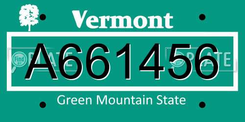 A661456 Vermont License Plate