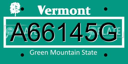 A66145G Vermont License Plate