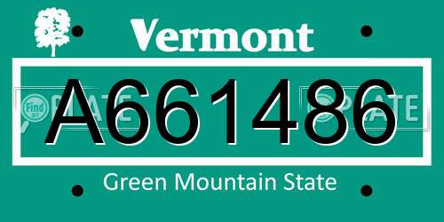 A661486 Vermont License Plate