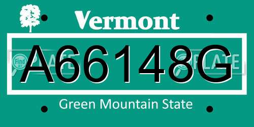 A66148G Vermont License Plate