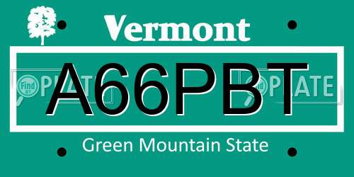 A66PBT Vermont License Plate