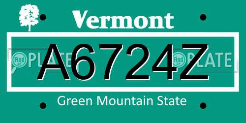 A6724Z Vermont License Plate
